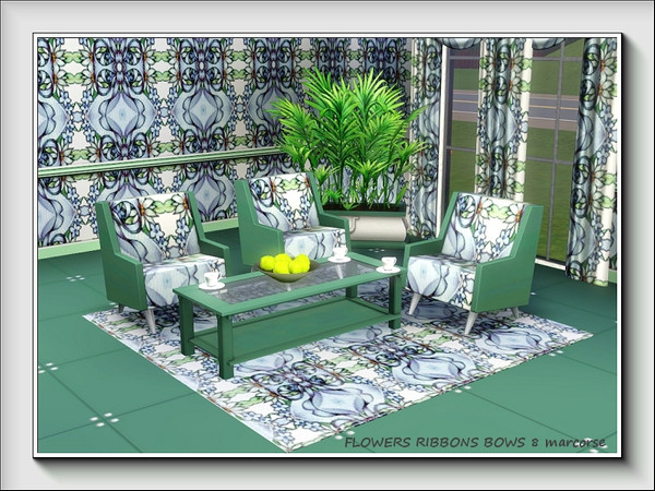 Sims 3 — Flowers Ribbons Bows 8 pattern by marcorse — The final in a series of 8 Fabric patterns, all based on the same