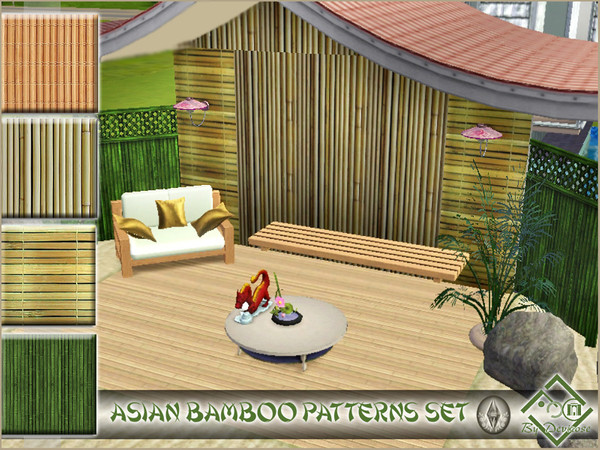 Sims 3 — Asian Bamboo Patterns Set by Devirose — A set of patterns suitable for the garden and the outdoors. Bamboo,