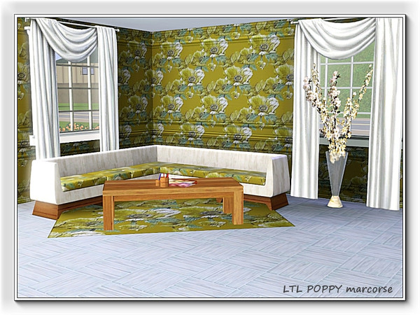 Sims 3 — LTL Poppy pattern by marcorse — Larger than life, yellow-green oriental poppies in several sizes, randomly