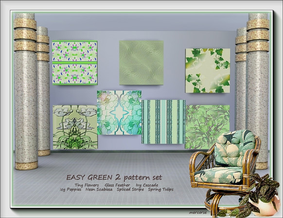 Sims 3 — Easy Green 2 pattern set by marcorse — A second set of 7 patterns in the Easy Green series. Two [Glass