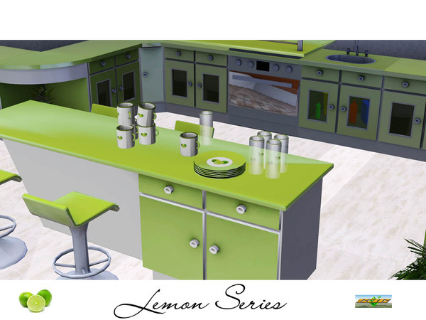 Sims 3 — Lemon series by ruhrpottbobo — Set of glasses, cups and plates