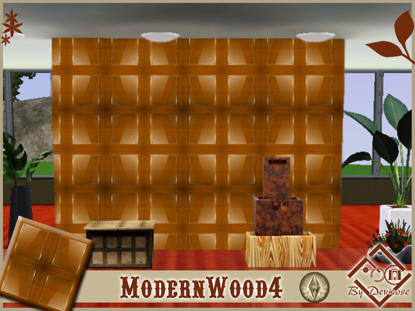 Sims 3 — ModernWood4 by Devirose — Texture of wood with glass, used also for interior areas;created using EA's 'Create a