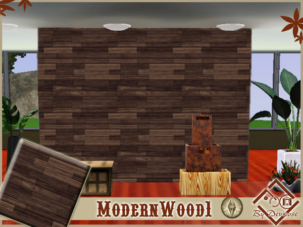 Sims 3 — ModernWood1 by Devirose — created using EA's 'Create a Pattern'.'-No need Expansion packs,base game