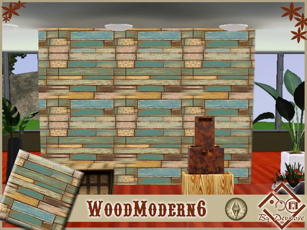 Sims 3 — WoodModern6 by Devirose — created using EA's 'Create a Pattern'.'-No need Expansion packs,base game
