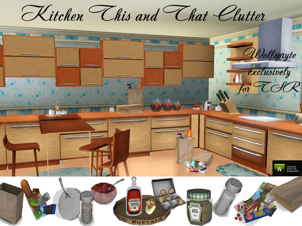 Sims 3 — Kitchen This and That Clutter by wolfspryte — Hi.. Today I bring you something different! A kitchen clutter