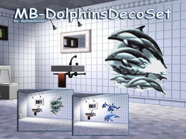 Sims 3 — MB-DolphinsDecoSet by matomibotaki — MB-DolphinsDecoSet, 3 new wall murals to decorate you sims homes, with 3