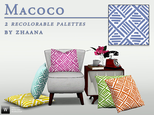 Sims 3 — Macoco by Zhaana — Embellish a curtain, a pillow, a slipcover with this trellis like pattern. Created in