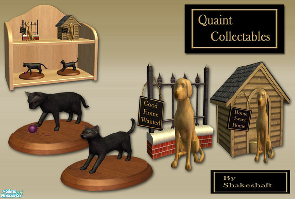 Sims 2 — Quaint Collectables by Shakeshaft — A set of very small decorative collectables, set includes 2 Cat sculptures