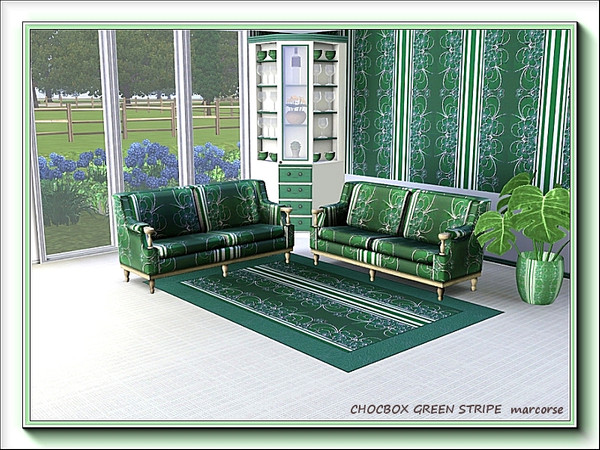 Sims 3 — Chocbox Green Stripe pattern by marcorse — A modified chocolate box decoration, in green and white.
