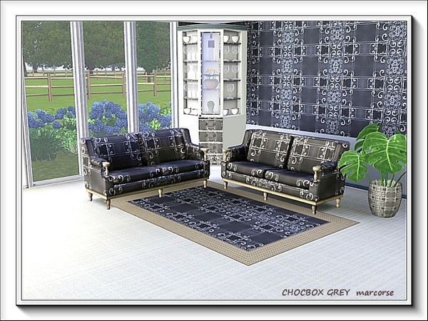 Sims 3 — Chocbox Grey pattern by marcorse — A modified chocolate box decoration in grey and white.