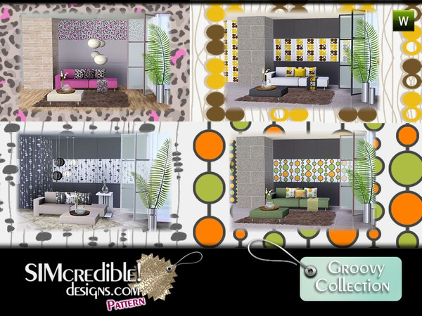 Sims 3 — Groovy Patterns Collection by SIMcredible! — Groovy patterns for exotic retro colorful styles ^^ by