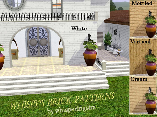 Sims 3 — Whispy Brick Patterns by whisperingsim — A selection of four brick patterns , found in Masonry. 