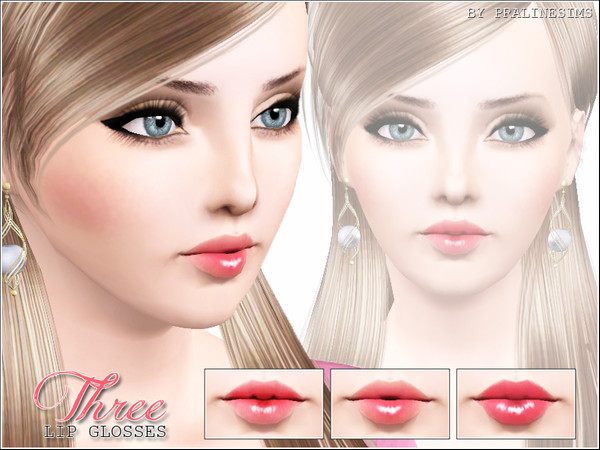 Sims 3 — Three Lip Glosses by Pralinesims — New shiny lip glosses for your sims! Your sims will love their new look ;) -