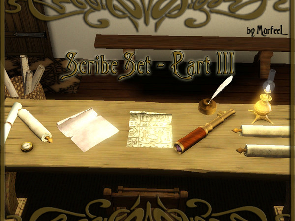 Sims 3 — Scribe Set Pt3 by murfeel — Thought I was done, eh!? Well, thou thoughtest wrongeth! Scribe Set Part 3 is here,