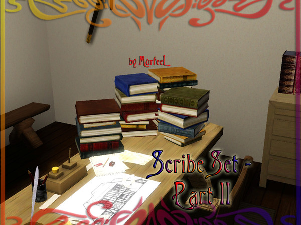 Sims 3 — Scribe Set Pt2 - UPDATED by murfeel — Book, books, and even more books! A set of 4 non-recolorable book stacks