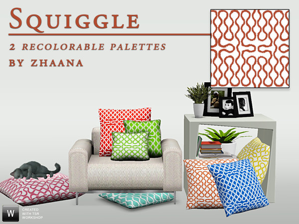 Sims 3 — Squiggle by Zhaana — This squiggle pattern is perfect to create a feature wall, on pillows, even on clothes.