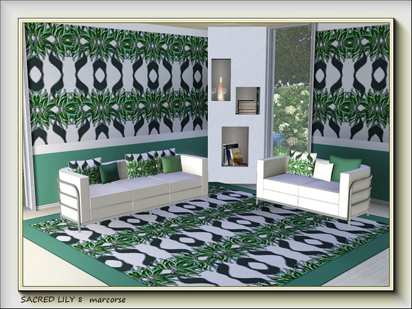 Sims 3 — Sacred Lily 8 pattern by marcorse — Eighth of 10 abstract designs featuring a stylised lily and leaf. This