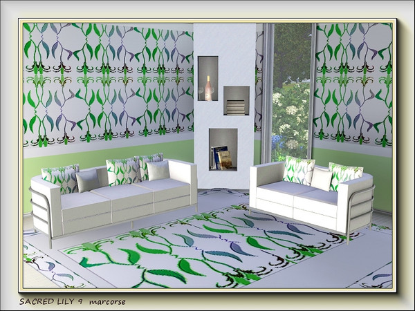 Sims 3 — Sacred Lily 9 pattern by marcorse — The ninth of 10 abstract designs featuring a stylised lily and leaf; this