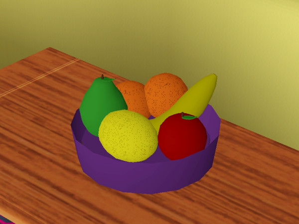 Sims 3 — DiningSet Fruit bowl by redpandacub — It has a poly count of 1346, and it's none recolourable. You'll find this