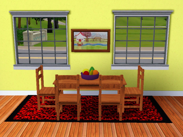 Sims 3 — DiningSet by redpandacub — This is my first set. There are 5 items; Dining table, Dining chair, rug, painting,
