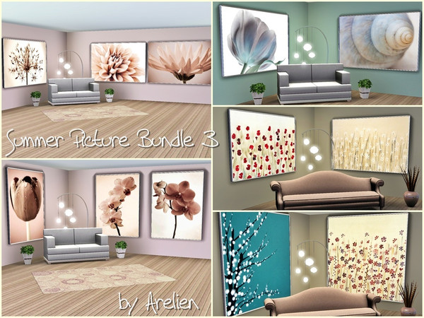 Sims 3 — Summer Picture Bundle 3 by Arelien — Set of 5 summery pictures with 12 variations in total.
