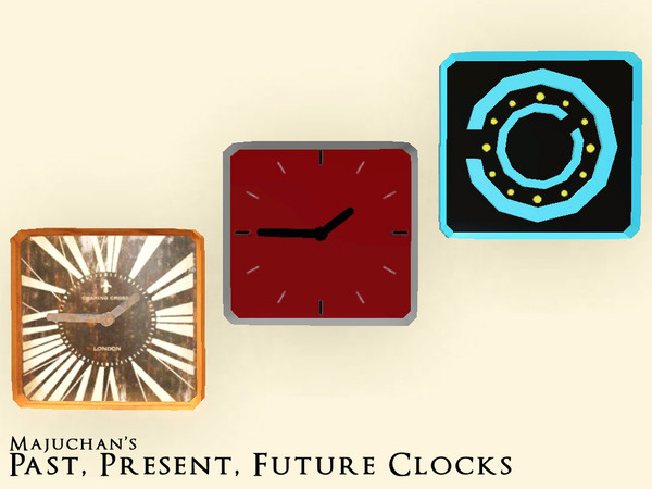 Sims 3 — Past Present Future Clocks by Majuchan — Tell time from the Past, present and future with these clocks. As