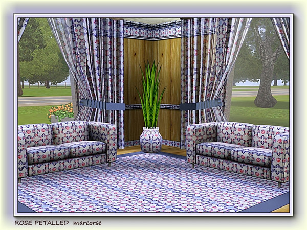 Sims 3 — Rose Petalled pattern by marcorse — Red, white and blue are the primary colours of this simple repeat pattern of