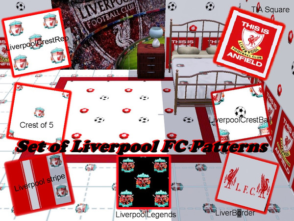 Sims 3 — LFCPatterns by Kaydarragh2 — Seven different Liverpool FC patterns for use on walls , floors and fabric