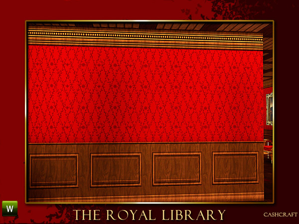 Sims 3 — Royal Library Panel Wall by Cashcraft — Antique Victorian library wall panel for the Royal Library. Created for