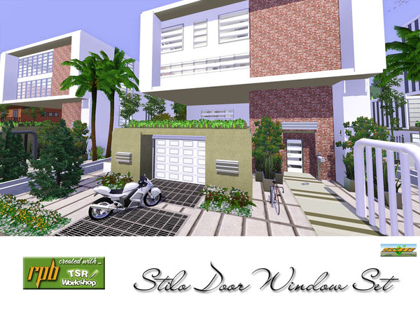 Sims 3 — Window Door Set Stilo by ruhrpottbobo — modern Window/Doorset in 2 Variations 3 Door, door single 1 and 2 tiles,