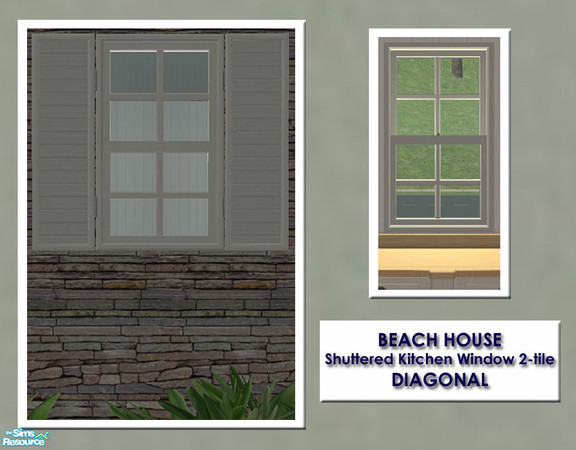 Sims 2 — Shuttered Window 2-tile DIAGONAL by simtomatic — New Beach House kitchen window mesh available in all Beach