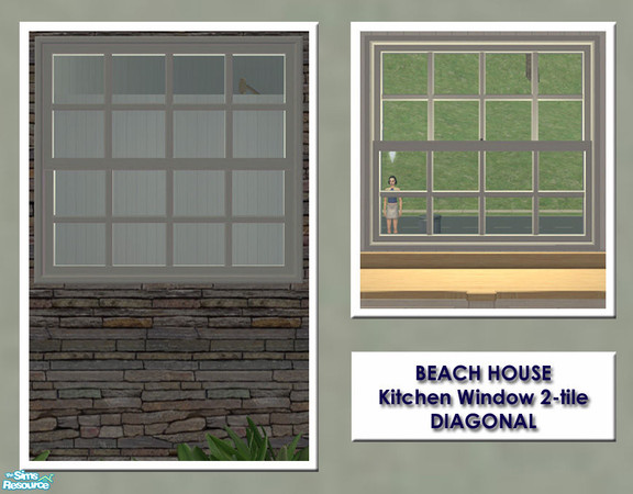 Sims 2 — Plain Window 2-tile DIAGONAL by simtomatic — New Beach House kitchen window mesh available in all Beach House