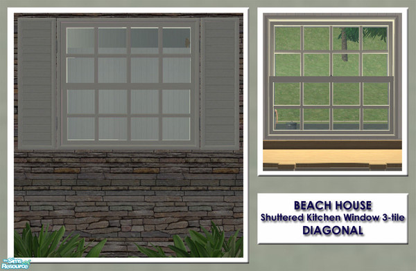 Sims 2 — Shuttered Window 3-tile DIAGONAL by simtomatic — New Beach House kitchen window mesh available in all Beach