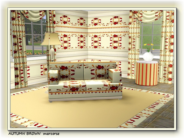 Sims 3 — Autumn Brown pattern by marcorse — A simple, stylised leaf, repeat pattern in autumn colours - with a horizontal