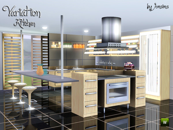 Sims 3 — kitchen variation  by jomsims — In this set. 15 items. A refrigerator door opening to the interior decorated