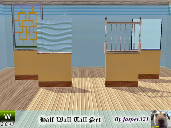 Sims 3 — Tall Half Wall Set by jasper321 — A set of half walls that are just a bit taller, partition a room where a wall