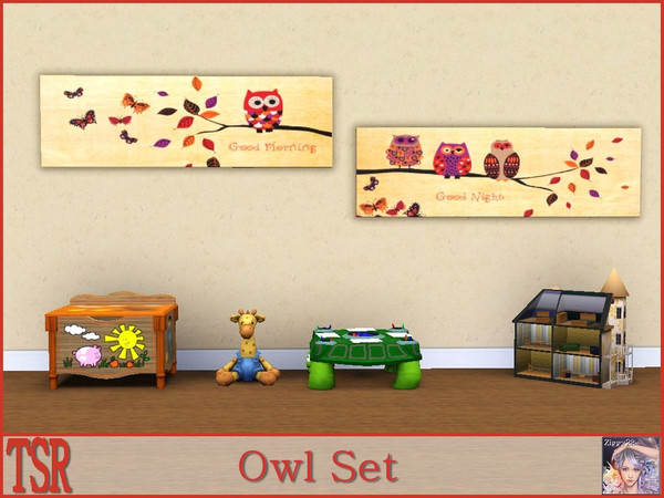 Sims 3 — Owl Set by ziggy28 — A set of two owl paintings. TSRAA