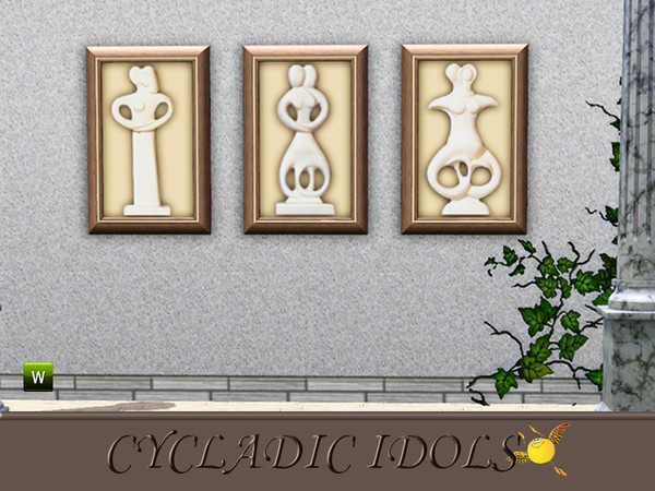 Sims 3 — evi Cycladic Idols set by evi — Cycladic art encompasses the visual art of the ancient Cycladic civilization,