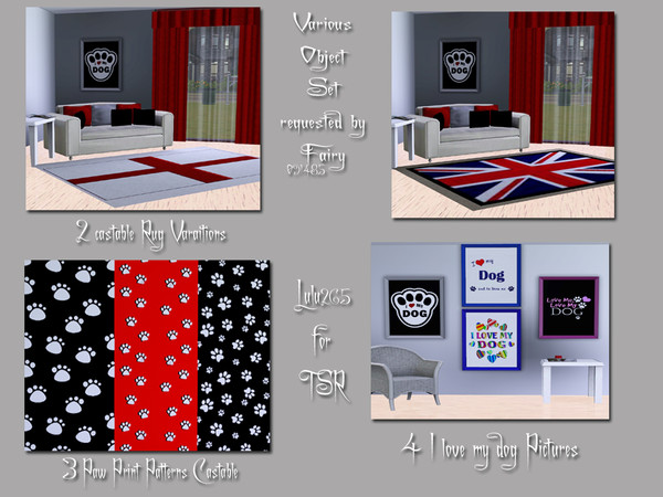 Sims 3 — Various Object Set by Lulu265 — This set was requested by fairy091485. I add some variations to the rug,