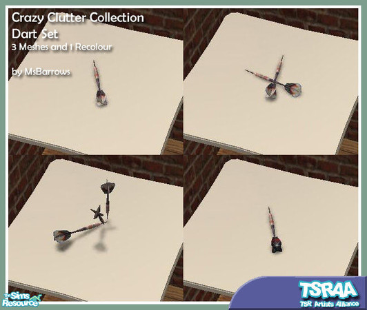 Sims 2 — Dart Set by MsBarrows — Some times you throw darts at dart boards. Some times, you just leaving them lying