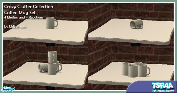Sims 2 — Coffee Mug Set by MsBarrows — Whether you prefer coffee or tea, or just need a handy container to store things