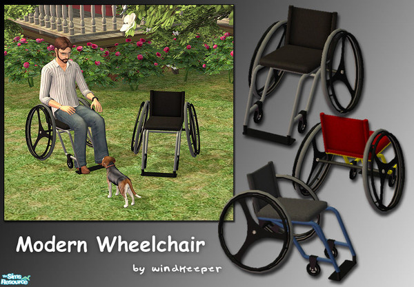 Sims 2 — Modern Wheelchair by Windkeeper — Modern looking wheelchair based on a regular armchair. Not mobile. Frame and