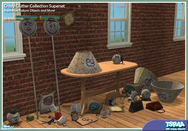 Sims 2 — Crazy Clutter Collection Superset by MsBarrows — A collection of decorative clutter based around the aspiration
