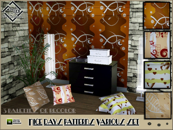 Sims 3 — Nice Day Patterns Various Set by Devirose — Four modern and original fantasies, for each surface.-3 palettes