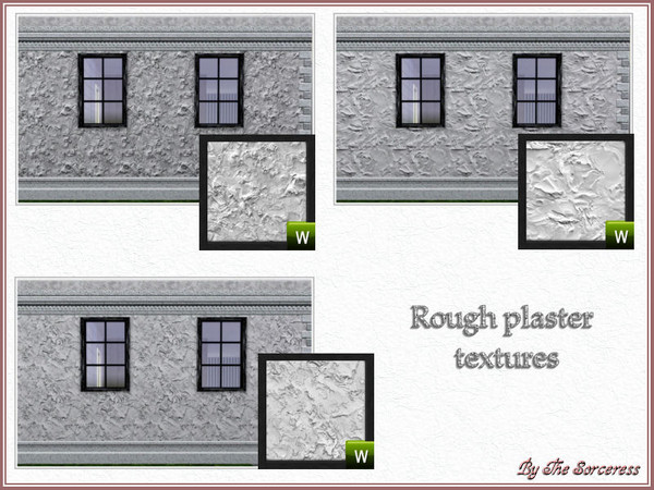 Sims 3 — Rough Plaster Texture Set by thesorceress — A set of 3 Rough Plaster Textures. 100% seamless. 1 colorable