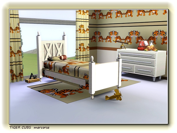 Sims 3 — Tiger Cubs pattern by marcorse — A pair of tiny tiger cubs make an appealing horizontal pattern, with a toning