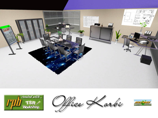 Sims 3 — Office Korbi by ruhrpottbobo — modern Office Set with corner desk and 2 bookshelves and all you need for a