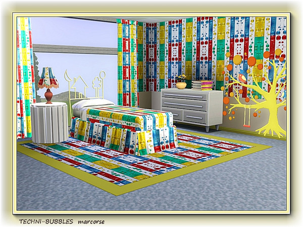 Sims 3 — Techni-Bubbles pattern by marcorse — Technicolour bubbles in a regular, block repeat design