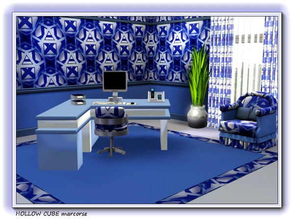 Sims 3 — Hollow Cube pattern by marcorse — A tiled design featuring a hollow cube in blue and white