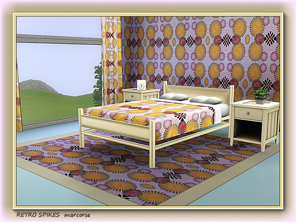 Sims 3 — Retro Spikes pattern by marcorse — Retro pattern of spikey circles in yellow, pink and brown.